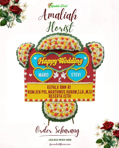 Karangan Papan Bunga Pernikahan di Cirende
